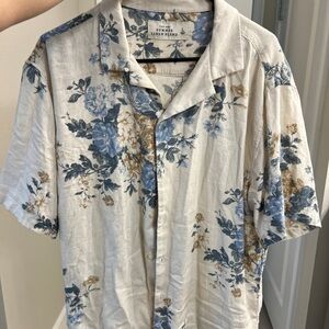 Floral Shirt - Blue and Beige
